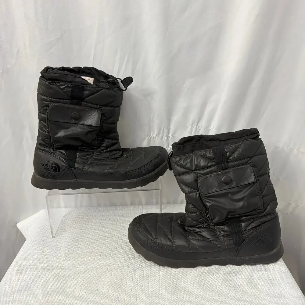 The North Face Thermoball Boots Womens 10 Black Pocket Pull On Winter Insulated
